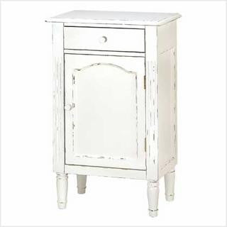 Antiqued White Wood Cabinet
